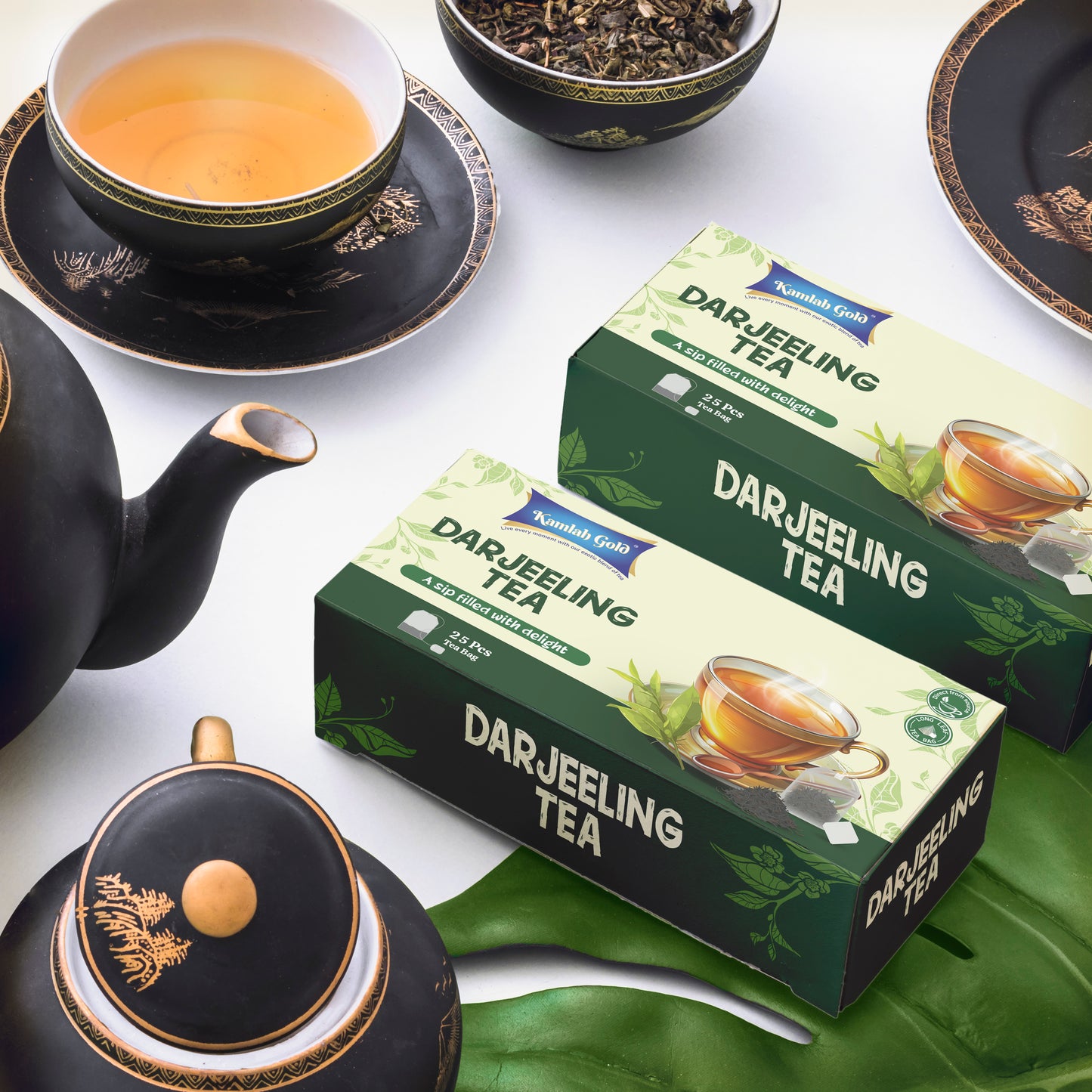 Kamlah Gold Darjeeling Tea Bags | 100% Whole Black Tea Leaves | Delicate Aroma & Light Muscatel Flavour | Fresh-Sealed Pack |